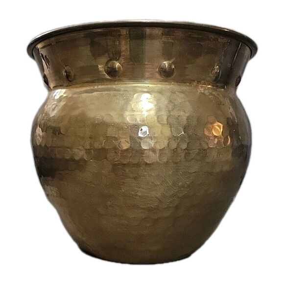 Vintage Gatco Hammered Brass Planter Made In India - Picture 1 of 6